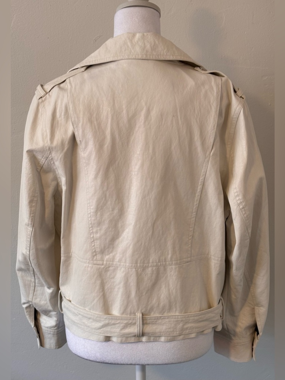 Zara Off White Lightweight Faux Leather Jacket Size M - Picture 7 of 16